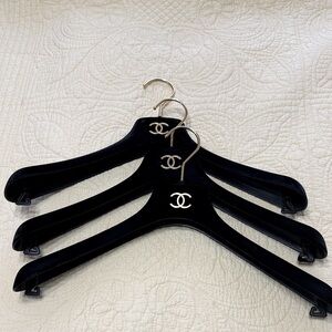 CHANEL Black Velvet Hangers with Logo